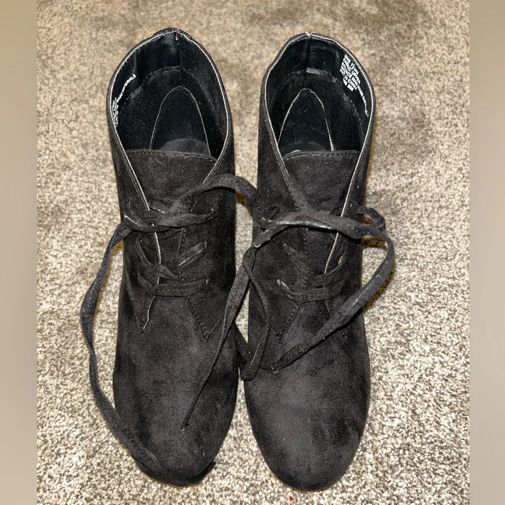 Black Wedge Booties - Picture 4 of 7
